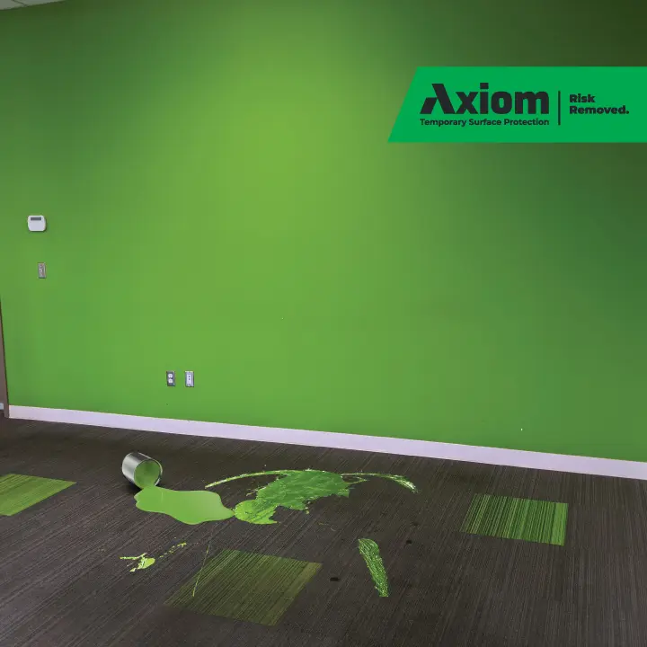 Image of Paint Spill On Carpet for jobsite causes of surface damage blog by Axiom, supplier to Canada/ North America construction professionals