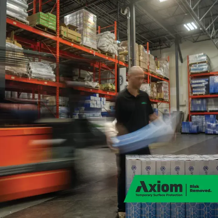 Image of Axiom Surface Protection Distribution Centre warehouse for temporary surface protection blog blog by Axiom, supplier to Canada/ North America construction professionals
